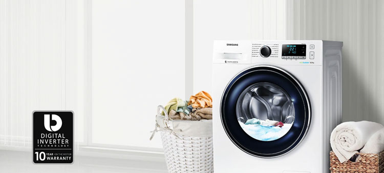 لباسشویی 9 کیلو سامسونگ حباب ساز 1400 دور سفید مدل ww90j5455mw