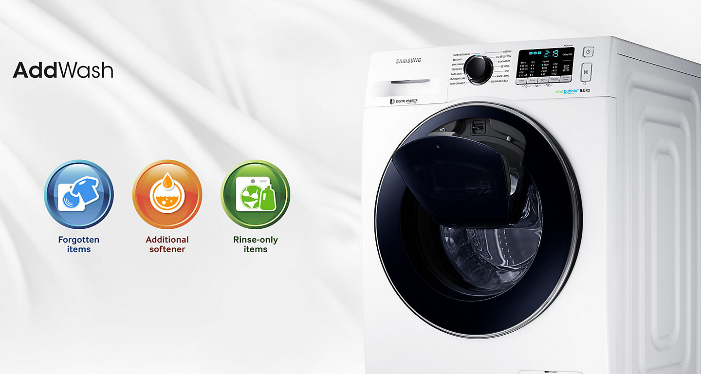 لباسشو یی 9 کیلو سامسونگ 1200 دور اددواش مدل WW90K5210UX/FH
