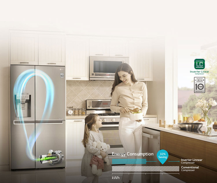 یخچال ساید بای ساید الجی 30 فوت استیل مدل gc-b247sluv