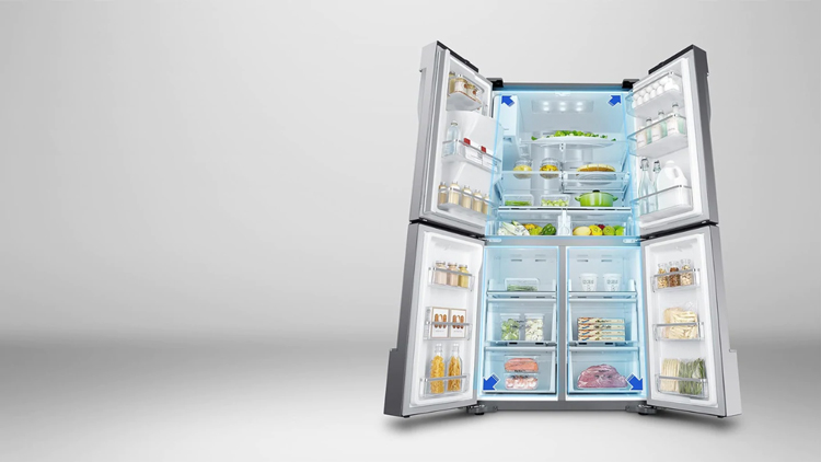 یخچال ساید بای ساید سامسونگ 30 فوت چهار درب سیلور مدل rf56j9040sr